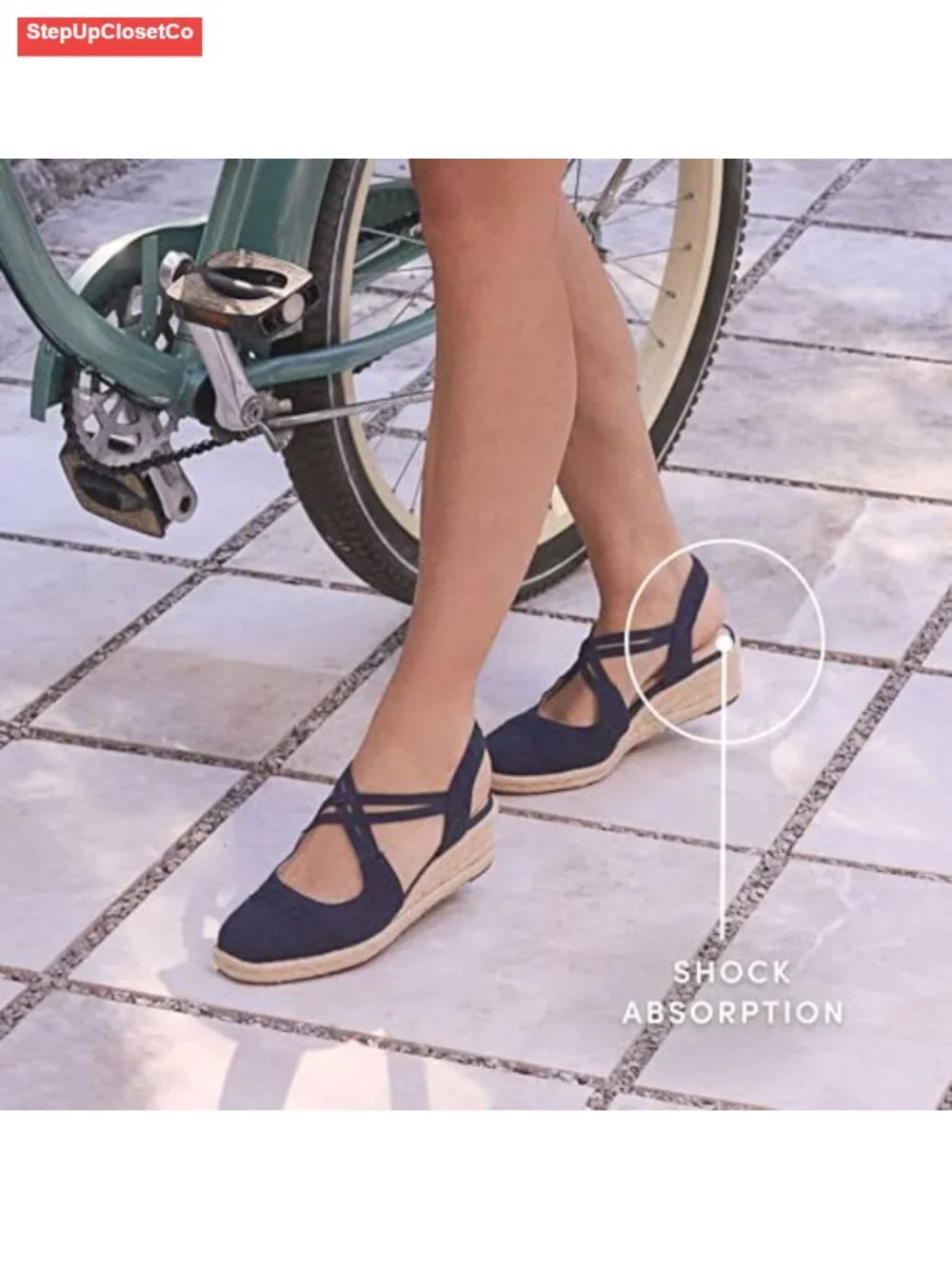 Espadrille Wedge Sandals with Crochet Fabric - Comfy Soft System